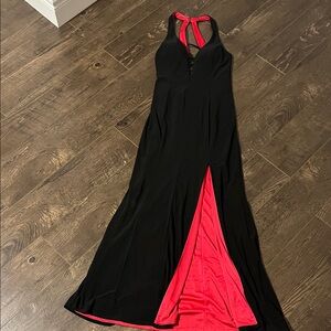 Elegant Black and Pink Evening Gown